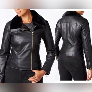 Cole Haan Women’s Signature Black Faux Leather Jacket Size Small